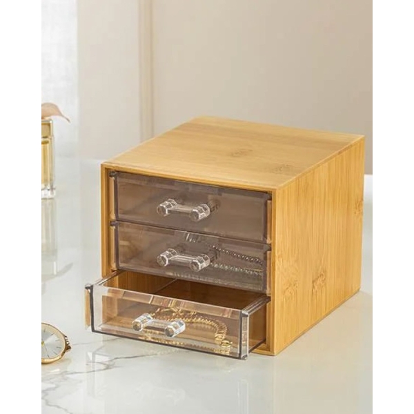 Katelyn Bamboo Three Tier Stacked Organizer 12x13.5x11 cm Natural