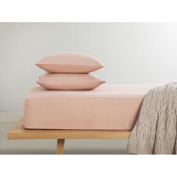 Novella Premium Soft Cotton For One Person Fitted Sheet Set 100x200 cm Dusty Rose