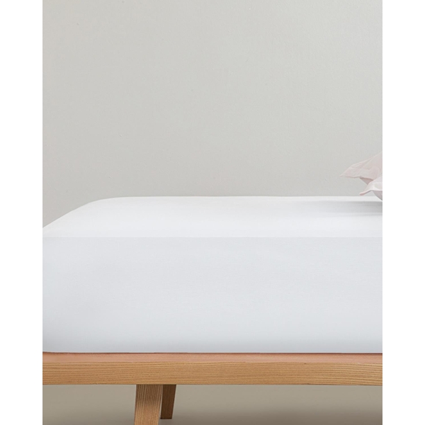 Plain Cotton Single Plus Fitted Sheet 120x200 cm White