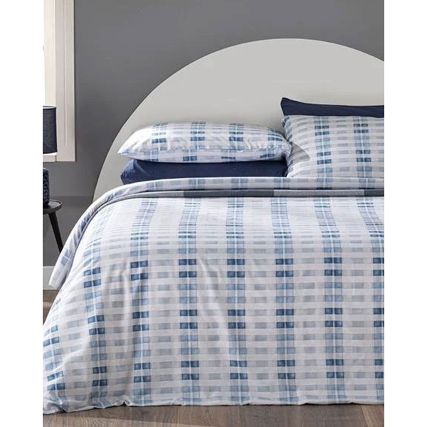 Modern Square Easy Iron Double Person Duvet Cover Set Pack 200x220 cm Blue