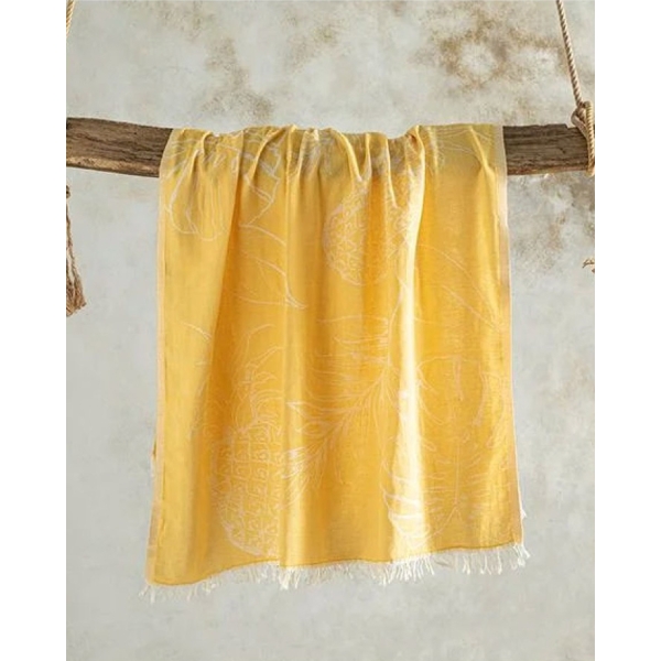 Lilies Cotton Torba Peshtemal 90x150 cm Yellow