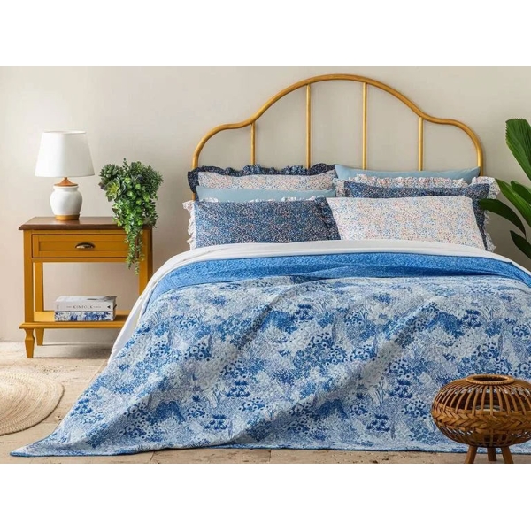 Peaceful Garden King Size Multi-Purposed Quilt 240x220 cm Blue