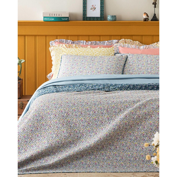 Floral Heaven Multipurpose King Size Bed Quilt Set 240x220 cm Seledon