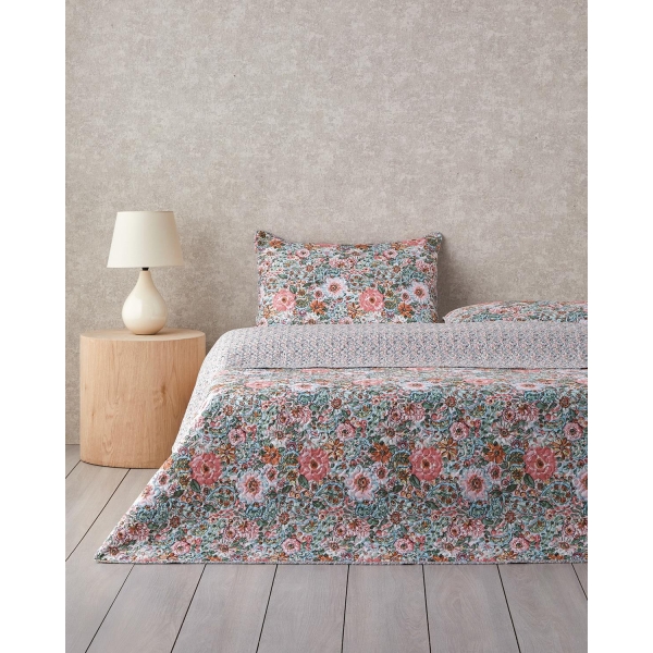 Poppy Happiness Multipurpose King Size Bed Quilt Set 240x220 cm Pink