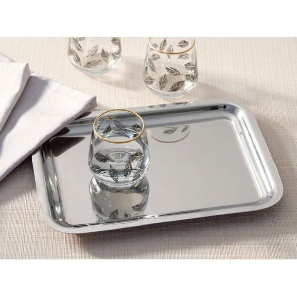 Shiny Metal Tray 22x16 cm Silver