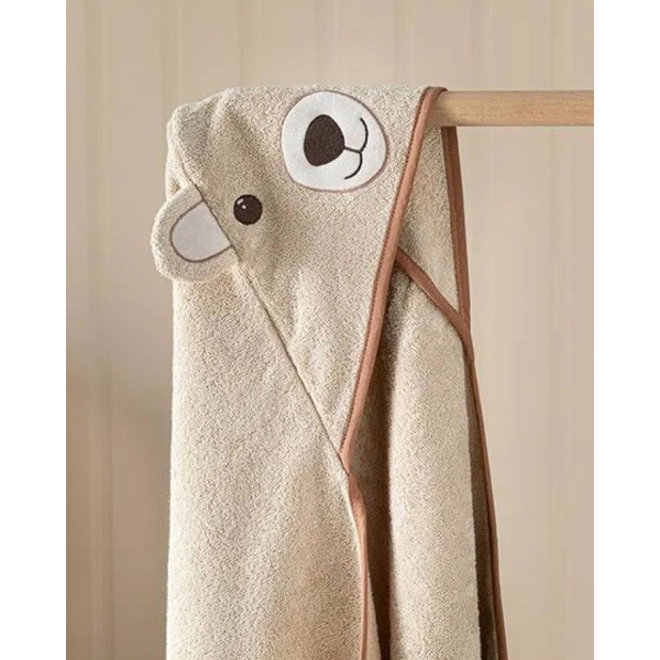Bear Cotton Baby Towel 75x75 cm Brown