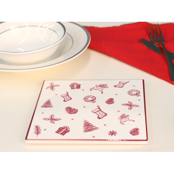 Cheerful Pop Ceramic Coaster 10,8 cm Red