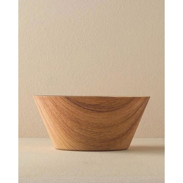 Alita Plastic Wooden Appearance Bowl 24 cm Light Brown