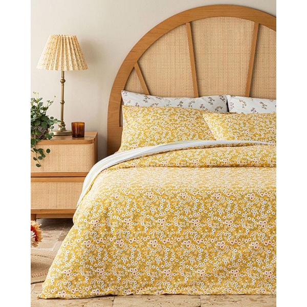 Florescence Cottony Double Person Duvet Cover Set Pack 200x220 cm Yellow