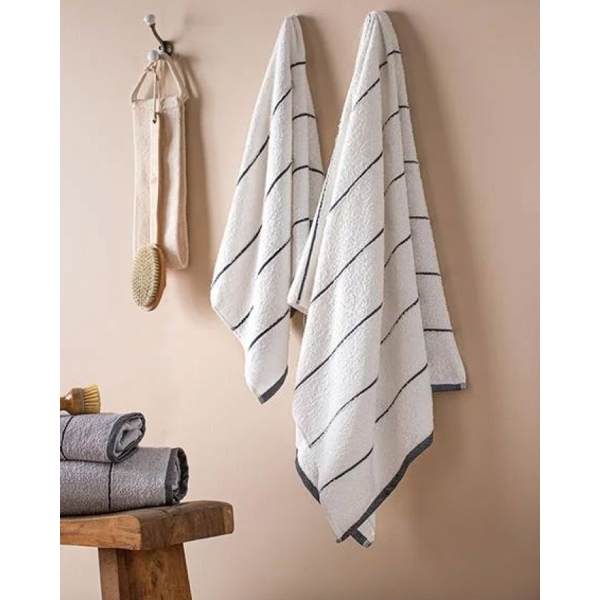 Cosy Cottony Bath Towel Set 50x85+70x140cm Gray-White
