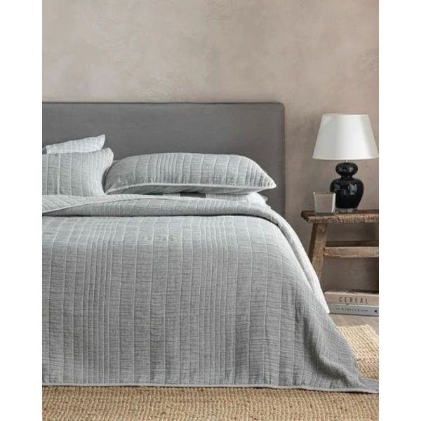 Cosy Rectangles Filled Jacquard King Size Bed Quilt Set 240x260 cm Gray