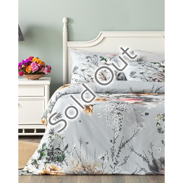 Floral Paradise Digital Print Soft Cotton Single Duvet Cover 160x220cm Gray