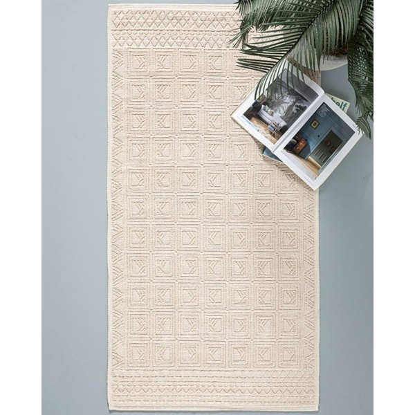 Shabby Cottony Rug 80x150 cm Cream
