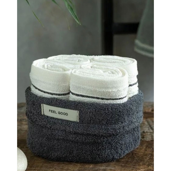 Quadro Cottony 4 pieces set Hand Towel Set 30x40 cm Anthracite-Ecru