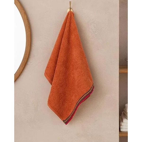 Lucia Cottony with crochet Face Towel 50x70 cm Brick Red