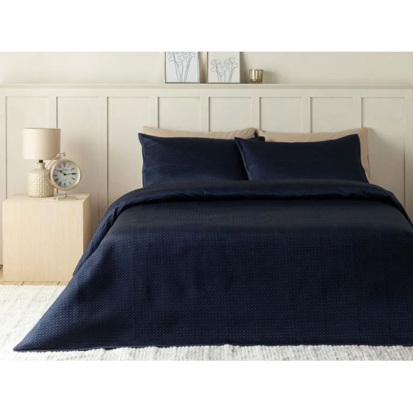 Sisilla Satin For One Person Bed Quilt Set 160x240 cm Dark Blue