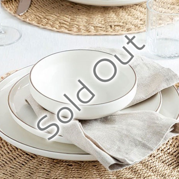 Torino Porcelain Dinner Set 18 Pieces 6 Persons Silver.