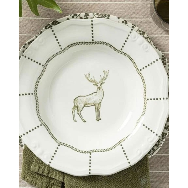 Deer Porcelain Dinner Plate 23 cm Green