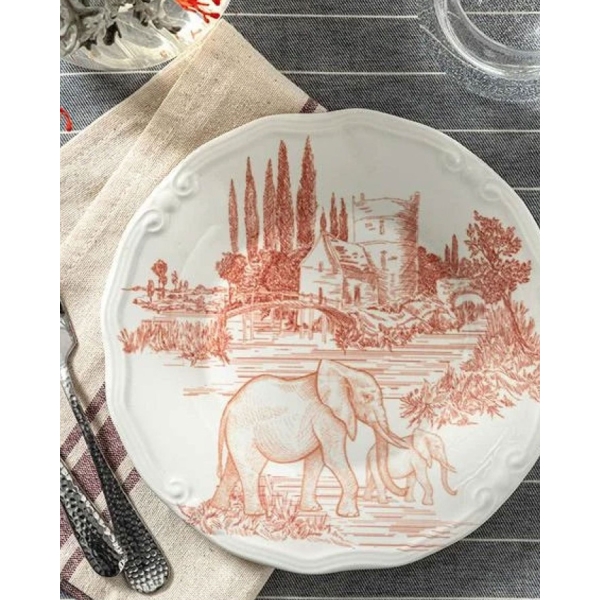 Elephant Porcelain Cake Plate 20 cm Red