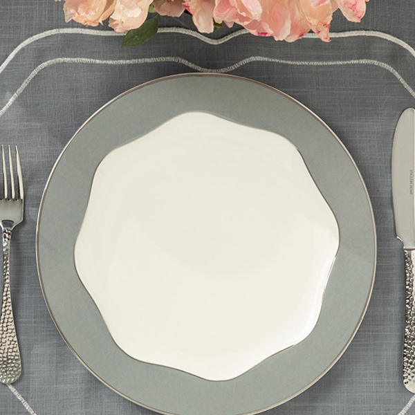 Arzu Sabanci Grace New Bone Service Plate 27 cm White - Grey