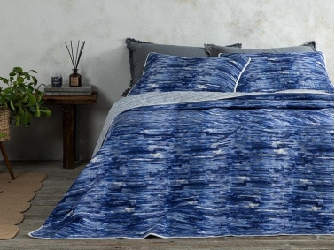 Aquarelle Multi-Purpose Single Bedspread Set 160x220 Cm Navy Blue