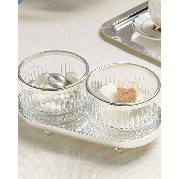 Mery Silver Plated 2 Set SAUCE BOWL 20x10 cm Silver.