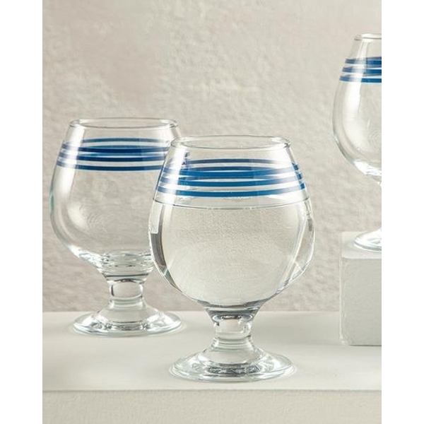 Cosy Lines Glass 3 Pcs Coffee Side Water Cup 390 mL Blue