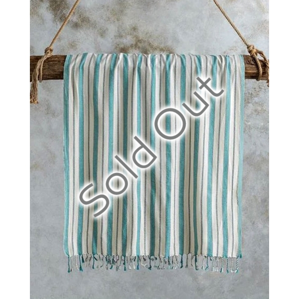 Dora Cotton Striped  Loincloth 90x180 cm Turquoise - Beige