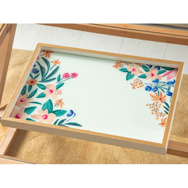 Exotic Flower Glass Decorative Tray 31x46 cm Orange