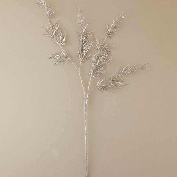 Silver Pine Stem Single Branch Artificial Flower 130 cm White