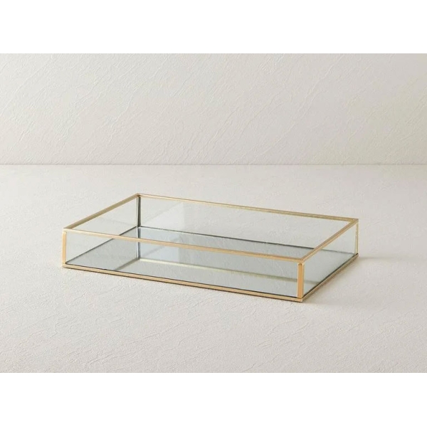 Deluxe Glass Decorative Tray 25x17x4,5 cm Gold