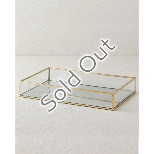 Deluxe Glass Decorative Tray 30x19x5 cm Gold