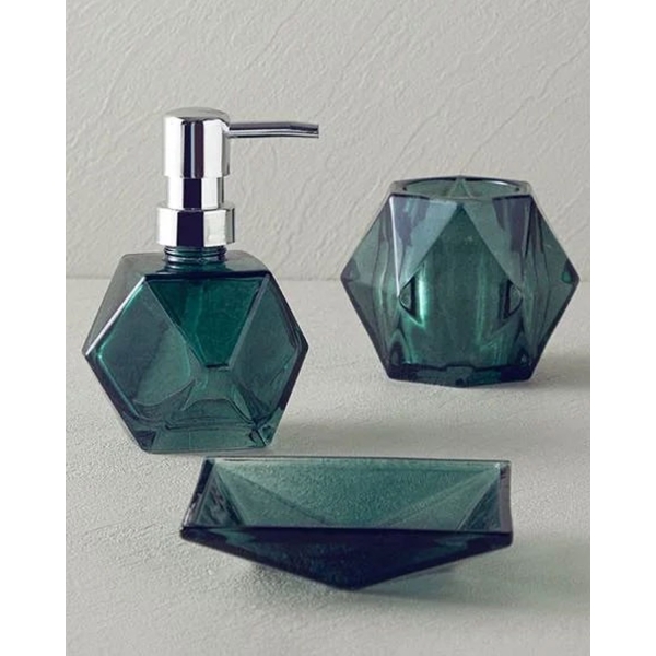 Hailey Glass 3-Piece Bathroom Set Green