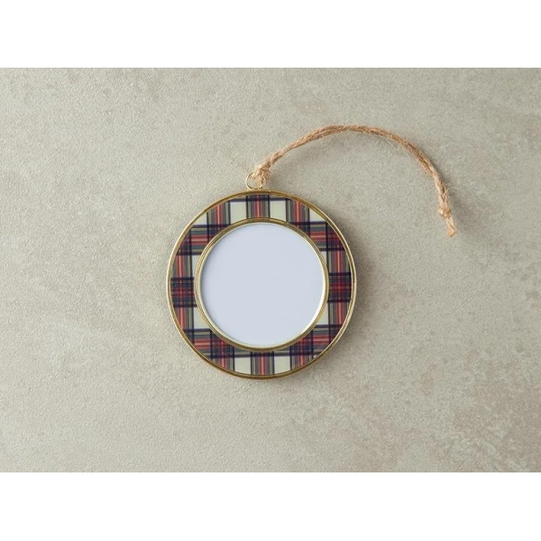 Plaid Framed Accessory With Hanger 9x9 cm Green