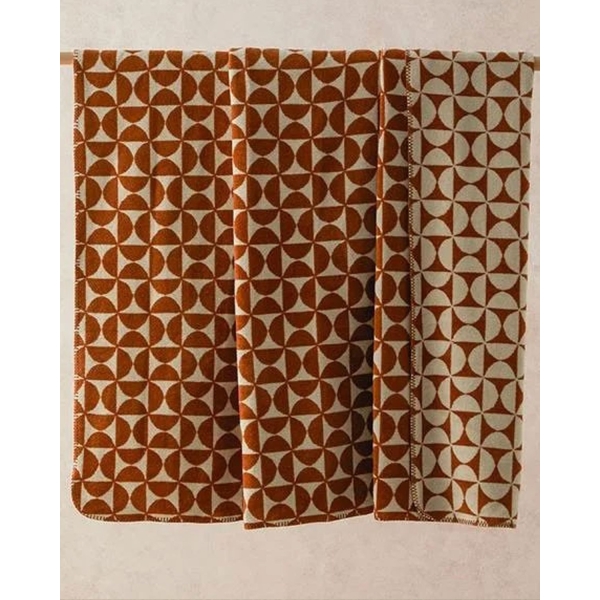 Circle Art Cotton Double Blanket 200x220 cm Terracotta