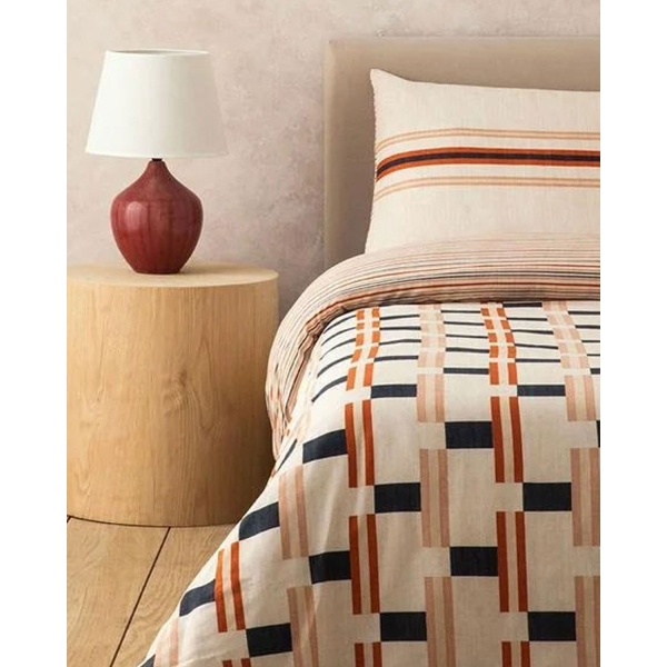 Timeline Soft Cotton with Digital Print Double Duvet Cover Set Pack 200x220 cm Terracotta