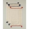 Colorful Lines Cotton Fringed Hand Towel 30x45 cm Light Beige - Green