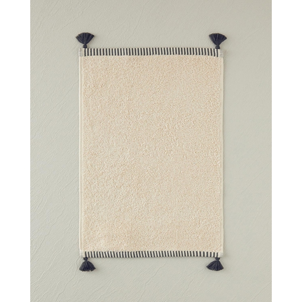 Colorful Lines Cotton Fringed Hand Towel 30x45 cm Light Beige - Green