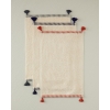 Colorful Lines Cotton Fringed Hand Towel 30x45 cm Light Beige - Black
