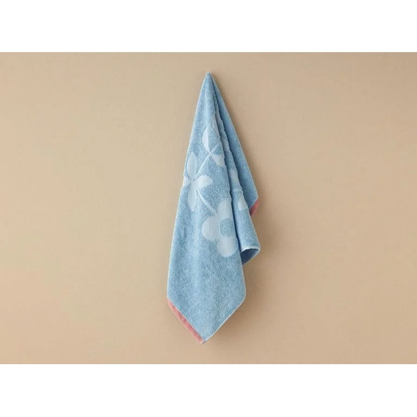 Mix Flowers Cotton Polyester Jacquard Bath Towel 70x140 cm Blue