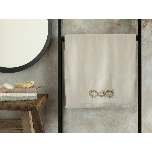 Infinity Cotton Embroidered Face Towel 50x80 cm Ecru