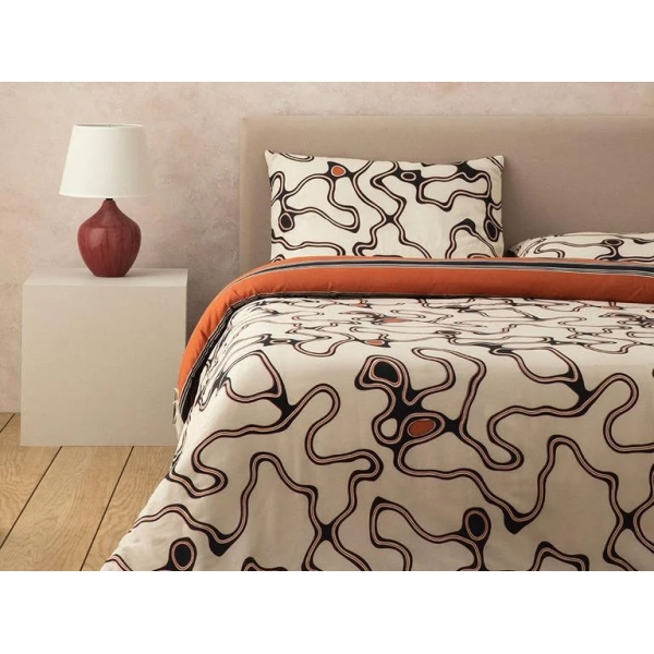 Abstract Art Soft Cotton with Digital Print Double Duvet Cover Set Pack 200x220 cm Beige