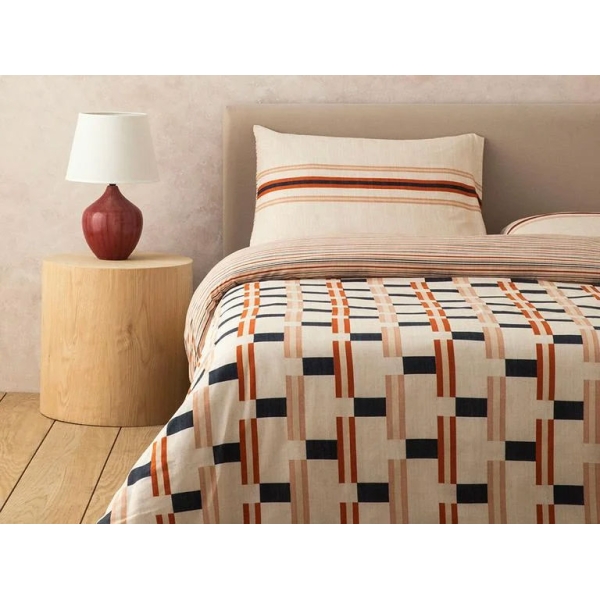 Timeline Soft Cotton with Digital Print For One Person Duvet Cover Set Pack 160x220 cm Terracotta