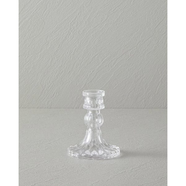 Trace Glass Candlestick 10 cm.. Transparent
