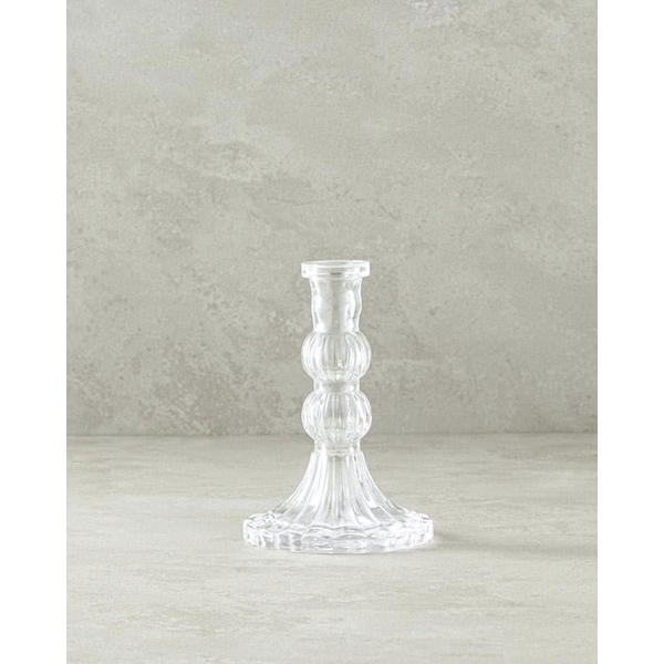 Trace Glass Candlestick 14.5 cm Transparent