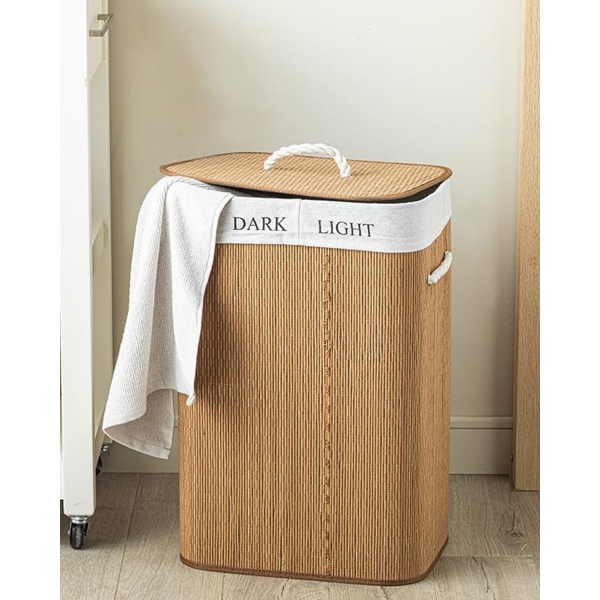 Gina Bamboo Laundry Basket 40x30x60 cm Light Brown