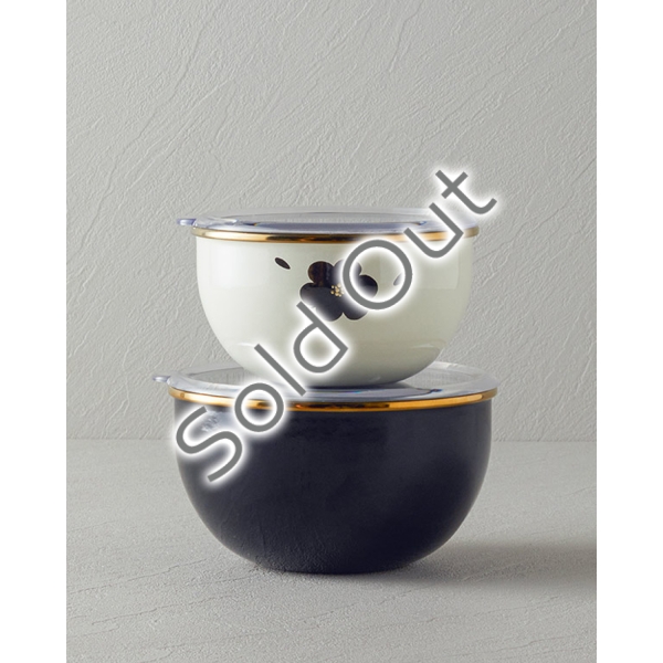 Bohemia Enamel 2 pcs Storage Container 14-16cm Cream-Black
