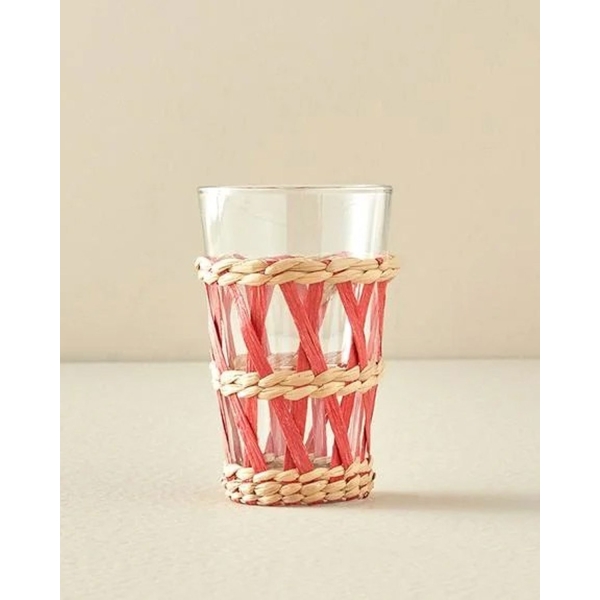 Stripe Wicker Glass Wickered Soft Drink Glass 320 ml Orange,