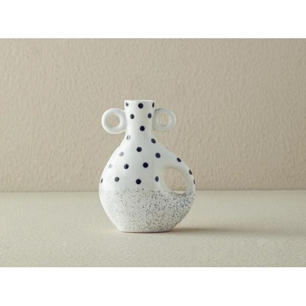 Dotsy Stoneware Vase 10.4x6x14.1 cm White