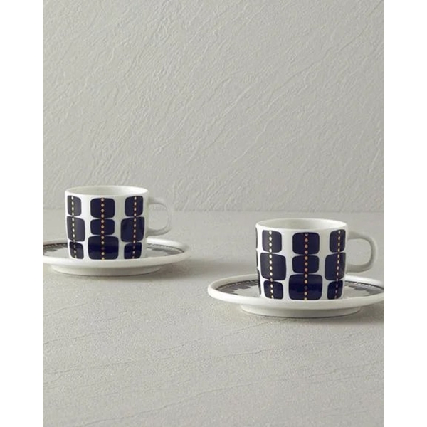 Modern Feel Bone Porcelain 4 Piece Teacup Set for 2 Persons 200 Ml Black